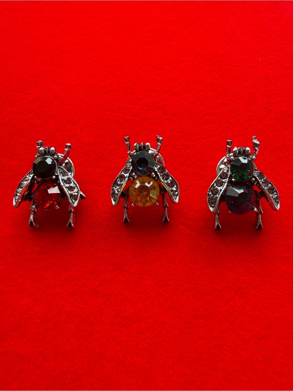 American Vintage Bee Stud Earrings - Red, Yellow, Green